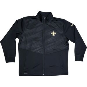 New Orleans Saints Nike Dri-Fit Full Zip Jacket Mens XXL Black Gold Logo NFL